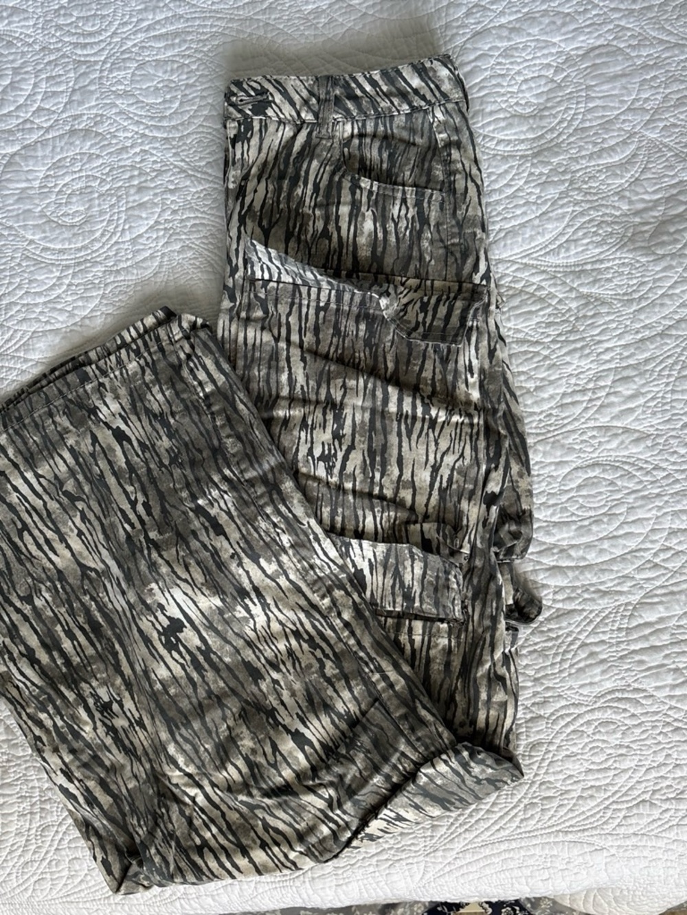 refuge Light Gray/Green Cargo Pants with Subtle Stripe Waistband
